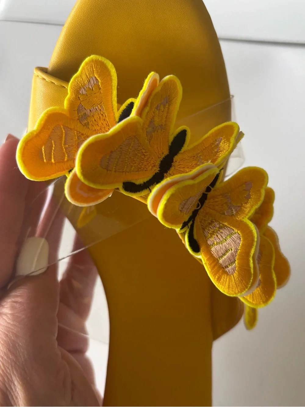 Yellow Butterfly Clear Wedge Sandals for Women